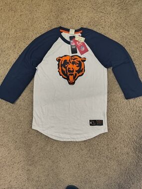 Men's Chicago Bears Ultra Game Navy & White Raglan Baseball Tee, Size Small, NWT